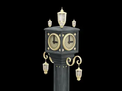 Fancy Street Clock Low-poly 3D model purchase