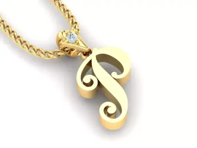 Light Gold Fancy Font Pendant P 3D print model