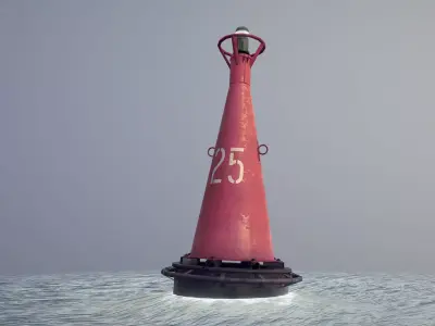 Buoy River RB-6-01 Right Side Mark Low-poly 3D model
