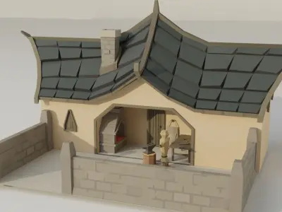 Elf Village pack Low-poly 3D model