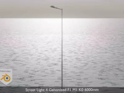 Street Light 4 Galvanized F1 M1 K0 6000mm Low-poly 3D model