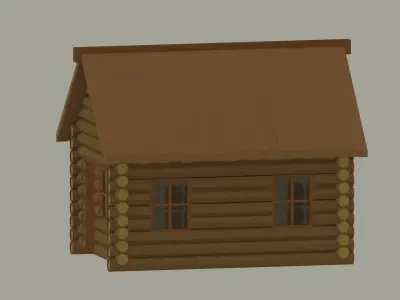 Wooden Cabin Low Poly 3D model