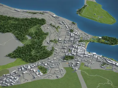 Queenstown - Cromwell - Alexandra  Low-poly 3D model