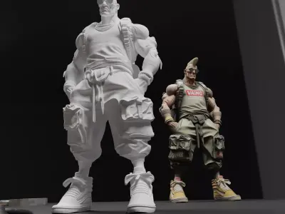 Urban Tactical Street Fighter Muscular Mohawk Warrior 3D print model