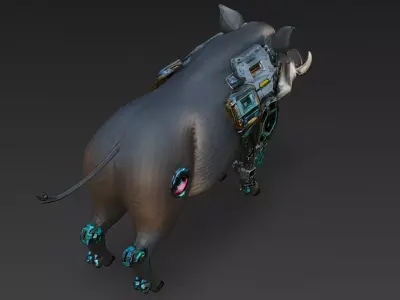 Cyber Animal Creature Bundle 8 Biomechanical Sci-Fi Low-poly 3D model