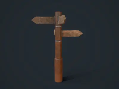 Wooden Sign Low-poly 3D model