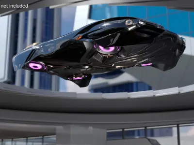  Black Futuristic Urban Flying Car 