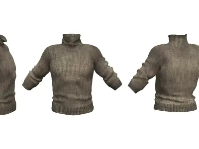 Male Polo Neck Jumper Low-poly 3D model