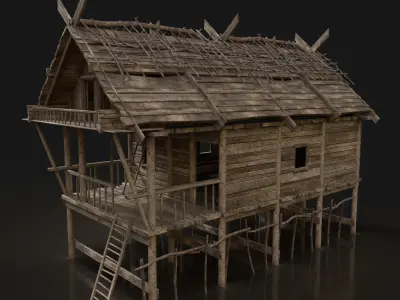 Next Gen AAA FANTASY MEDIEVAL WOODEN HOUSE FOREST HOUSE SWAMP Low-poly 3D model