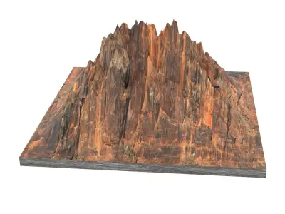 Mountain made of wood Low-poly 3D model