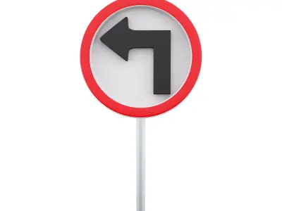 3d  Turn left ahead sign  cartoon icon 3D model