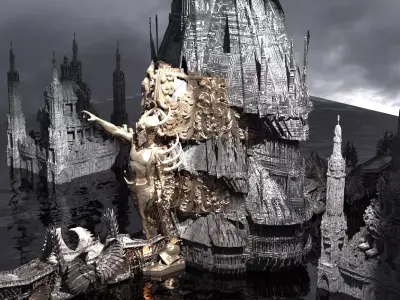 Ocean Cyberpunk Sea City 3 Kit bash 3D model