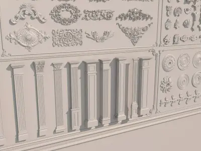 Collection stucco molding frame Low-poly 3D model get