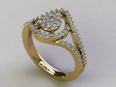 Pear Halo Cluster Diamond Ring CAD Model 3D print model