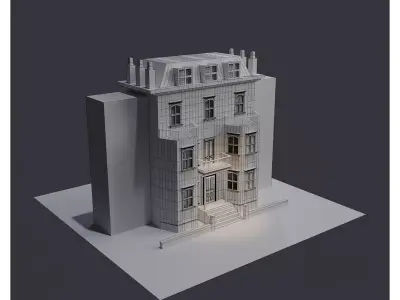 Stylized Red Townhouse Animation Ready Low Poly 3D Building Low-poly 3D model