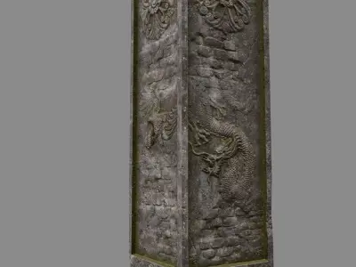pillar four stone pillars Low-poly 3D model