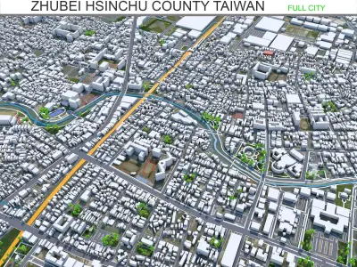 Zhubei Hsinchu County Taiwan 30km AI Low-poly 3D model