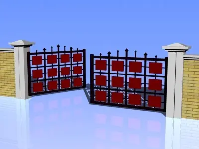 Fence and Gate 02 3D model