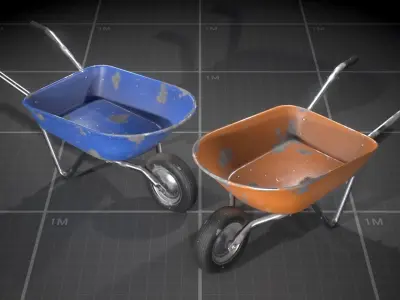 Used Wheelbarrow Low-poly 3D model