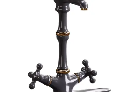 Kitchen Faucet Vintage White Cross 2 Handles Single Hole 3D model