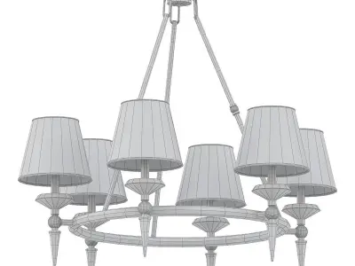 Stiffel brass chandelier with shades 3D model