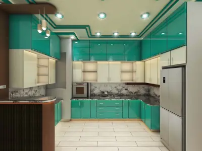 Modern Modular Kitchen Interior 3D Model  3D model