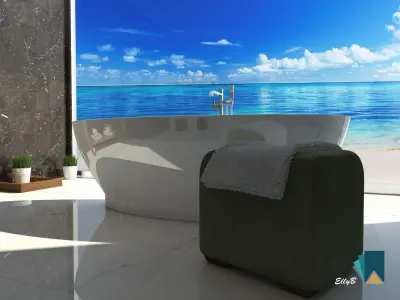 Modern bathroom on the beach 3D model