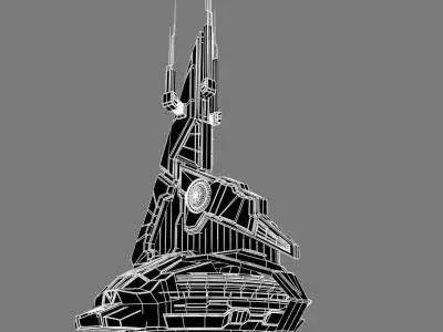 Halo Style Sci-Fi Building 3D model