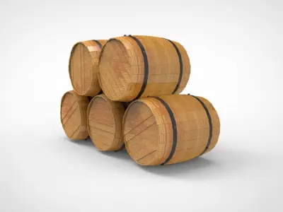 Wooden barrels 3D model
