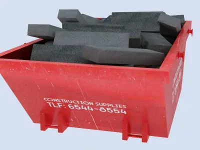 Industrial Container with concrete blocks 3D model