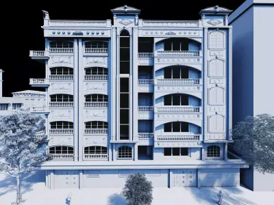 Classic stone facade-Building Classic Facade Element 3D model 12