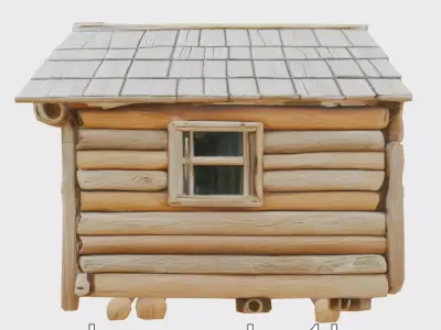 Weathered Timber Haven Wooden Cabin Model Low-poly 3D model