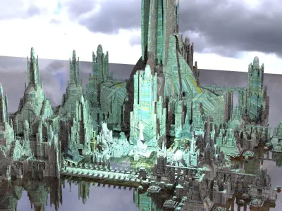 Sci-Fi Future city Warlords Base 3D model