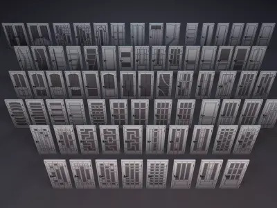 Door Pack - color customization - low poly Low-poly 3D model