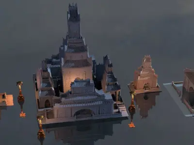 Japanese temple haunted Collection 3D model