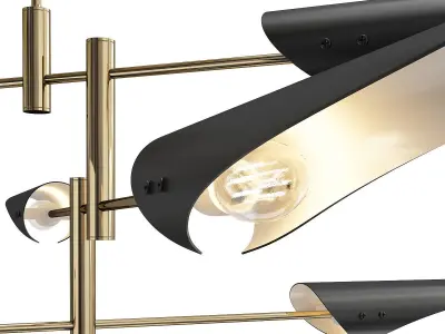 Black Metal Modern Pendant Lighting Fixtures Sputnik Hanging  Low-poly 3D model