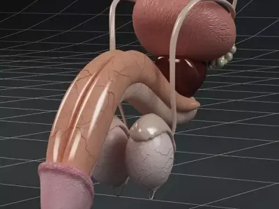 Anatomy male reproductive system and kidneys 3D model