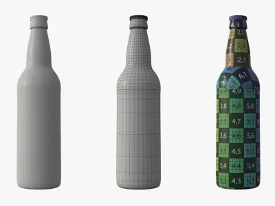 Beer bottle brown 02 3D model