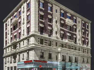 New York old building facade 3D model