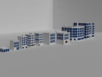 Cartoon buildings  low poly building  home  3D model