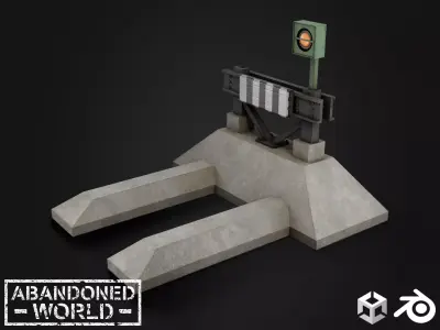 Railway Buffer Stop Low-poly 3D model