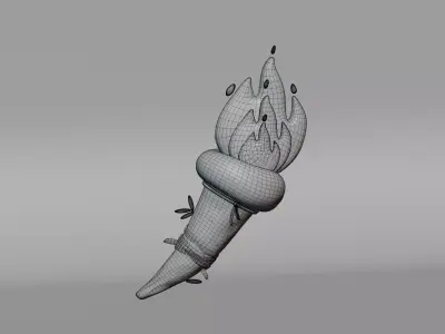 Cartoon Olympic torch with burning fire Low-poly 3D model