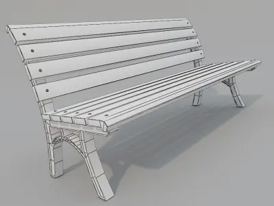 Street Bench Old Low Poly 3DModel Low-poly 3D model