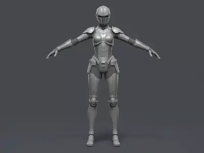 Sleek Sentinel Female Combat Armor 3D Model Low-poly 3D model
