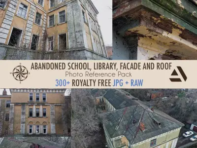 Photo Textures ABANDONED SCHOOL LIBRARY FACADE AND ROOF Texture