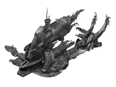 High temperature melting - object debris 06 3D model