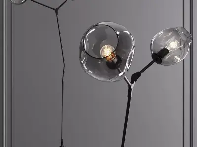 Branching Bubble Floor Light Oil-rubbed Bronze and Gray Glass 3D model