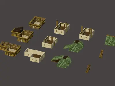 Stylized Village Low-poly 3D model