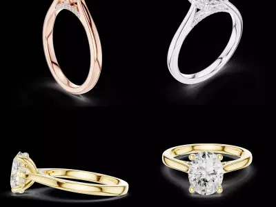 Oval Solitaire Hidden Halo Ring 3DM 3D print model