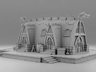Large barn of Vikings 3D print model